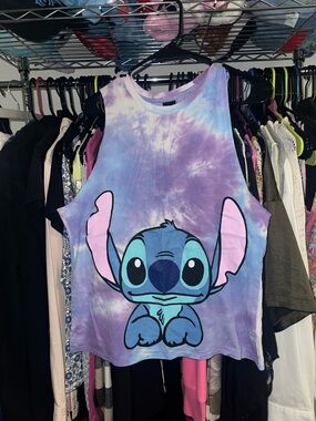 Disney Girls' Tie-Dye Stitch Tank Top - Purple & Blue